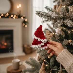 5/$25 Handcrafted Red and White Crochet Christmas Ornament